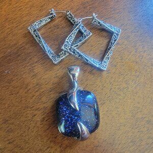 Lia Sophia Silver Earrings and Pendant